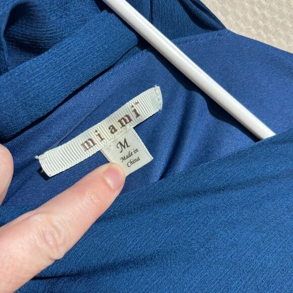 Miami Blue Lined Shift Dress Tiered Ruffle Sleeves Size M - Picture 3 of 10